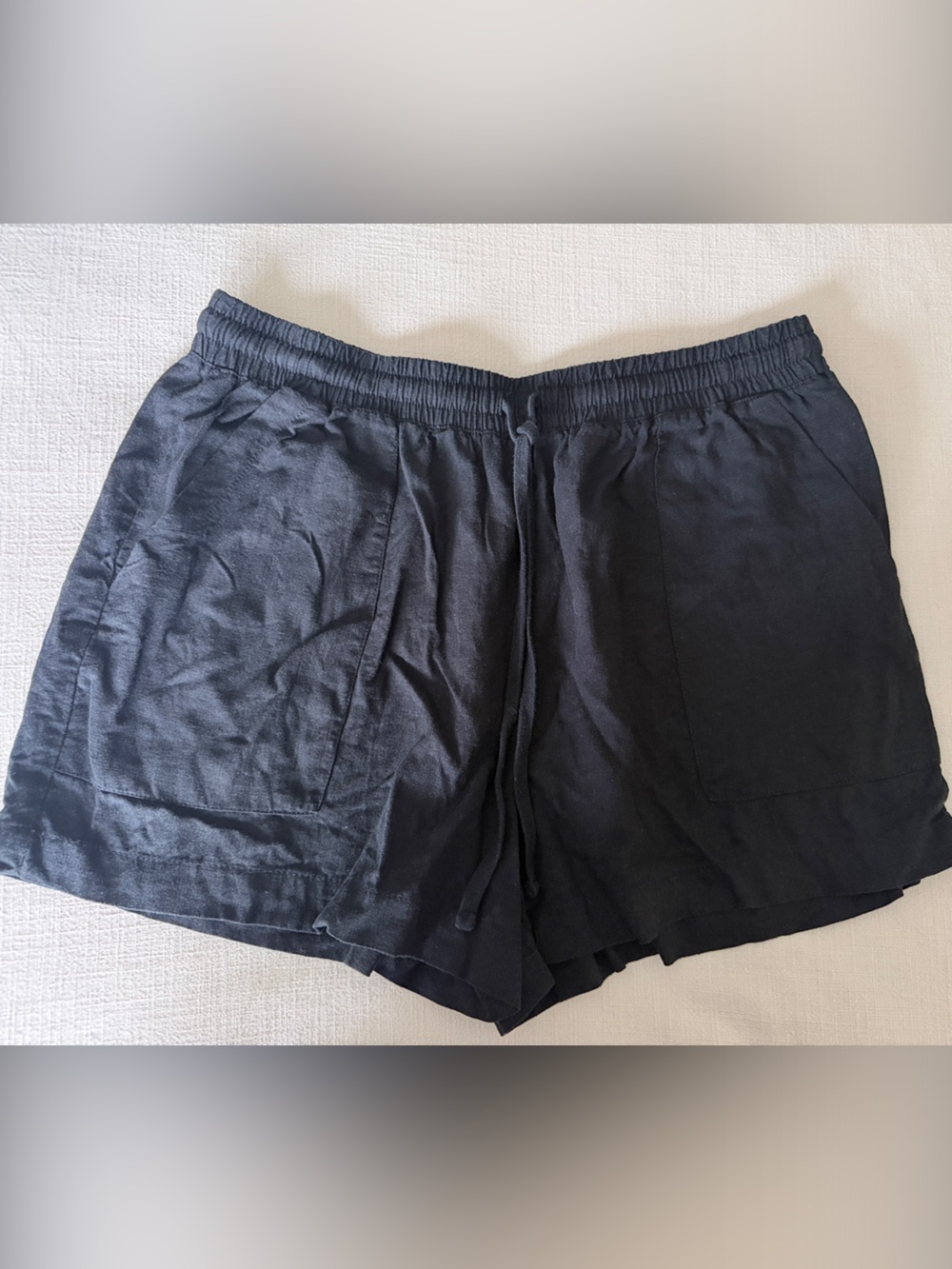 Women’s Black Casual Linen Drawstring Shorts